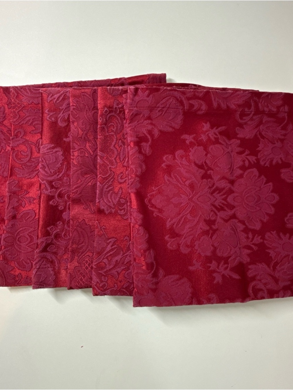 Waterford Dinner Napkins Set of 6 Burgundy Damask 20x20”Christmas Holiday Red